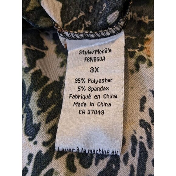 Womens Plus Size 3X Animal Print Brown Layered Lagenlook Top Blouse Lace Up Neck - Picture 7 of 7